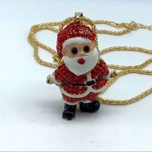 NEW red crystal Santa Claus fashion necklace